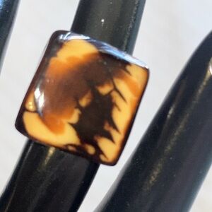 Tagua Nut Ring Sustainable Vegan Handmade Boho Organic Sz 6 or 7 Brown Boho